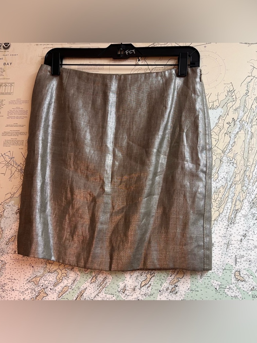 EUC! Elie Tahari Women’s Beige Shimmer Pencil Mini Skirt 100% Polyester Size 4